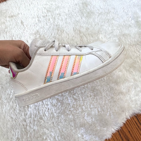 Adidas Grand Court 2.0 Cloud White Iridescent Shoes Sz 13K - Picture 2 of 9